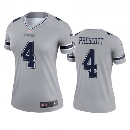 Maillot Dallas Cowboys Dak Prescott 4 Silver Inverted Legend - Femme